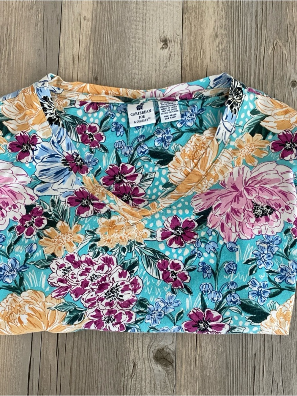Caribbean Joe Women’s Floral Tropical Pullover Shirt Distressed Large (READ)👇 - Picture 7 of 7